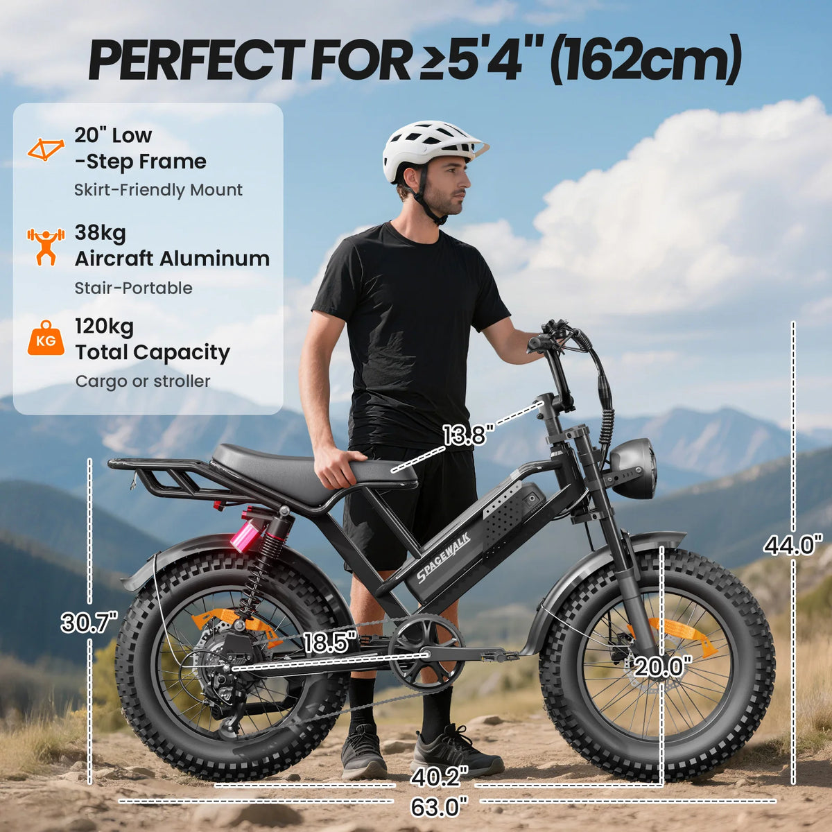 Spacewalk 2000W M7 Electric Bike for Adults,33MPH 70Miles,48V 15.6Ah Electric Dirt Bike,20" Fat Tire,7-Speed All Terrain EBike