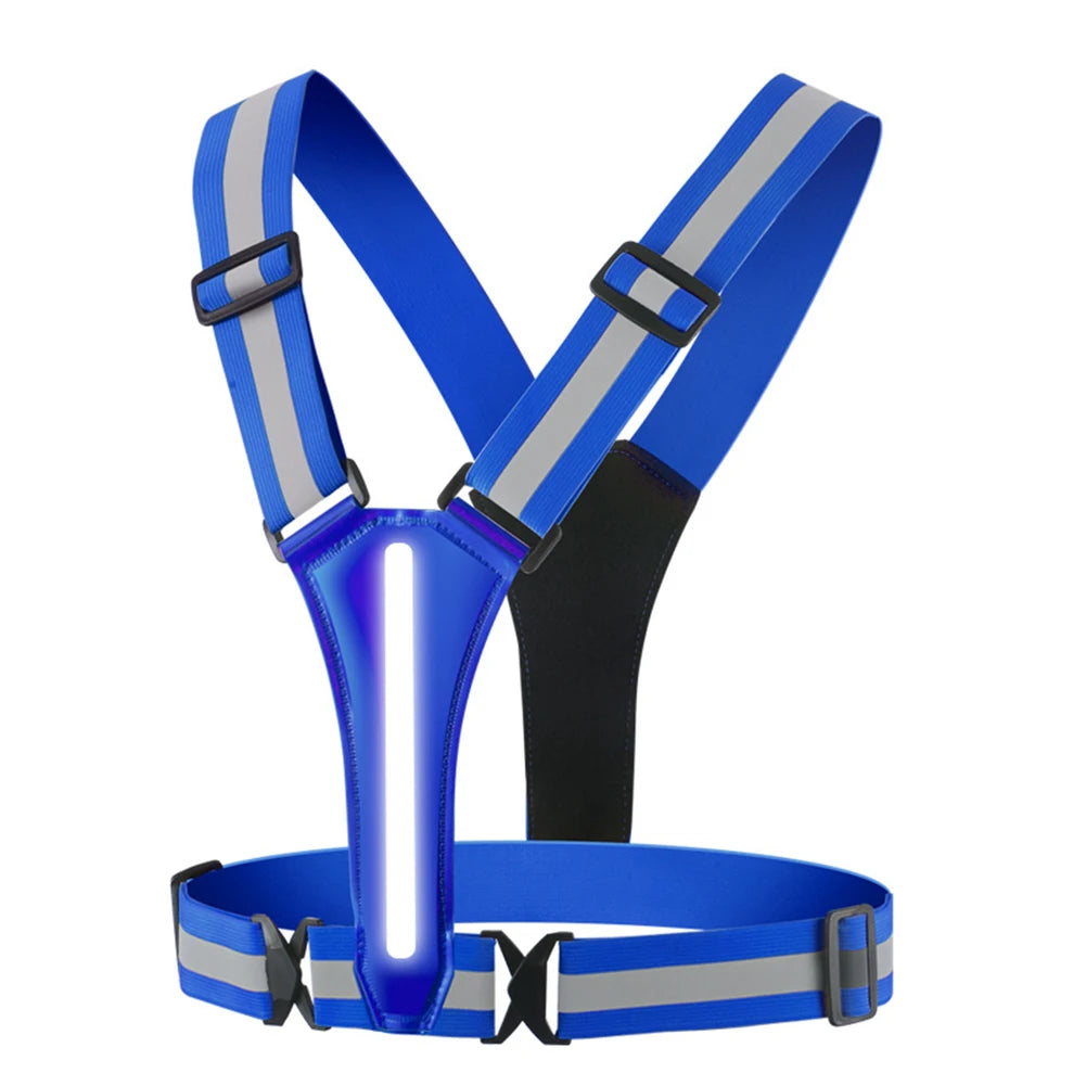 LED USB Rechargeable Reflective Running Vest Adjustable Night Safety