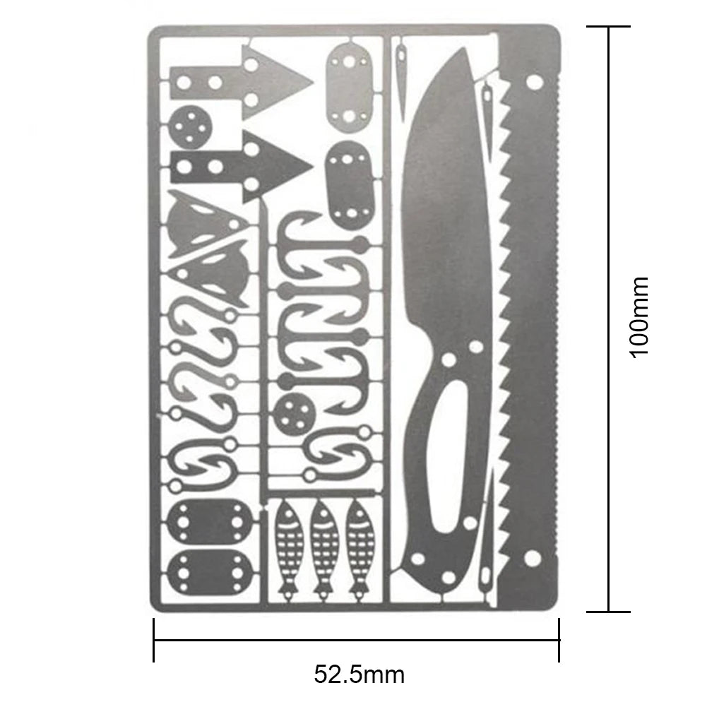 Outdoor EDC Survival Fishing Hook Card Camping Hiking Multifunctional Tool Cards