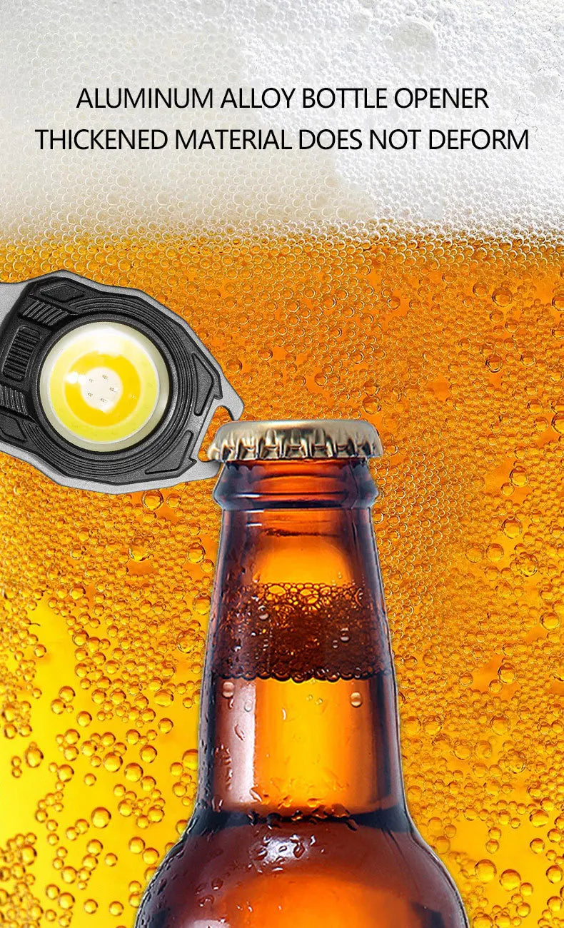 Multi-functional keychain flashlight, mini tool, bottle opener for outdoor camping and hiking, life whistle, multi light mode po