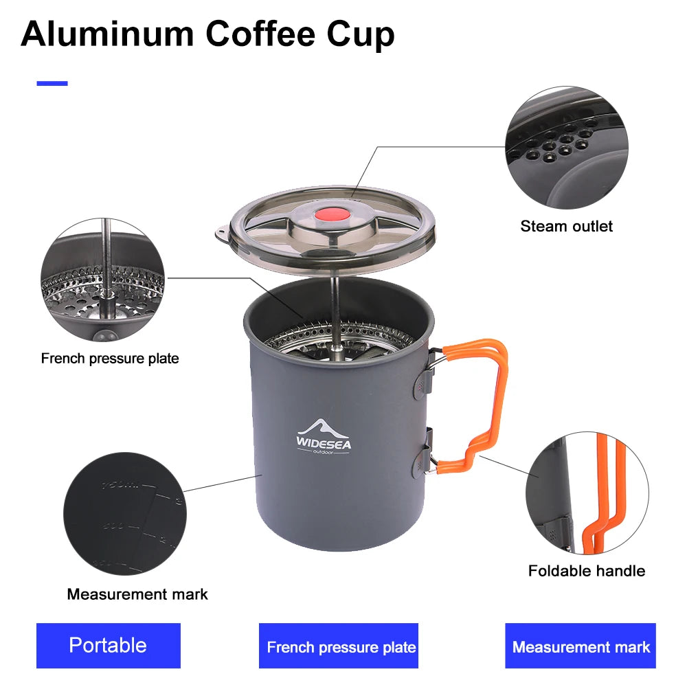 Widesea Camping Coffee Pot With French Press Outdoor Mug