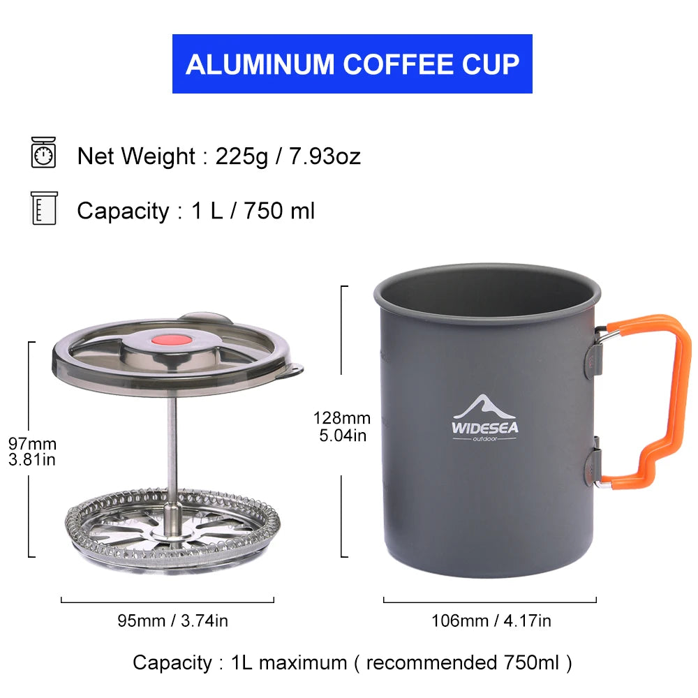 Widesea Camping Coffee Pot With French Press Outdoor Mug