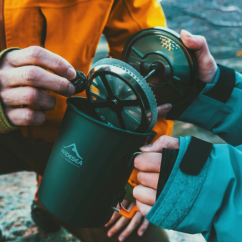 Widesea Camping Coffee Pot With French Press Outdoor Mug
