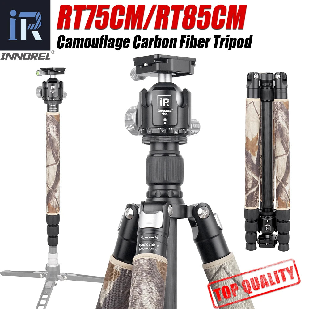 INNOREL RT75/85CM Camouflage Carbon Fiber Tripod Monopod for DSLR Camera Heavy Stand Panoramic Low Gravity Ball Head