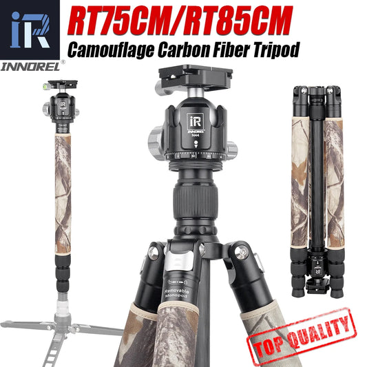 INNOREL RT75/85CM Camouflage Carbon Fiber Tripod Monopod for DSLR Camera Heavy Stand Panoramic Low Gravity Ball Head
