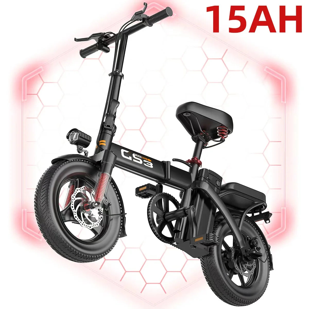 UPlee GS3 14inch Lightweight Folding Electric Bike for Adults 48V 15AH 500W Motor Electric Bicycle 25KM/H Max Speed City Style E-bike