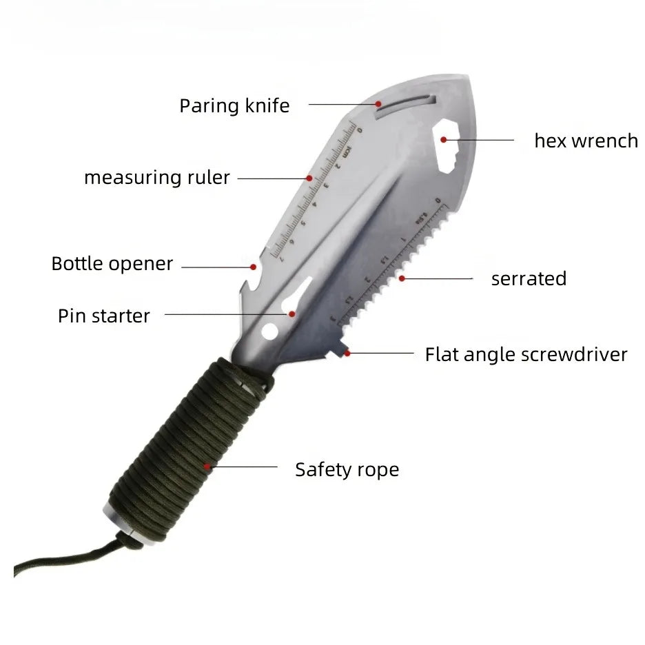 Mini Camping Shovel Stainless Steel Compact Multi-Purpose Tool for Gardening Hiking Travel Outdoor Gear