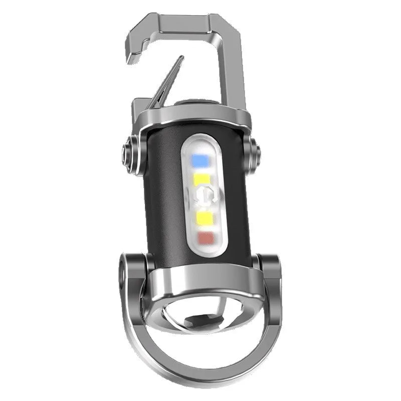 COB LED Keychain Flashlight Multifunctional Ultralight Camping Flashlight Type-C USB Rechargeable Waterproof for Camping Hiking