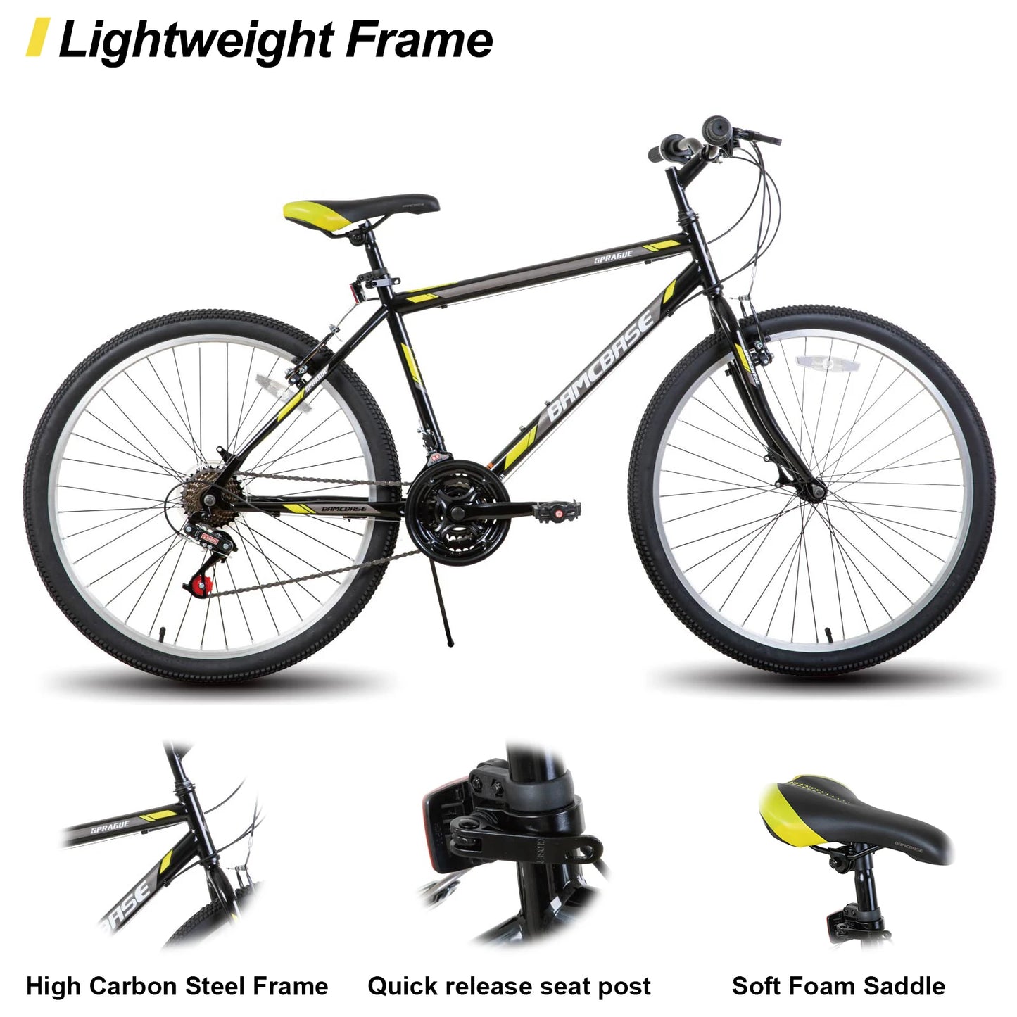 Hiland Mountain Bike Unisex 21 Speed Hard Steel Frame Bicycle