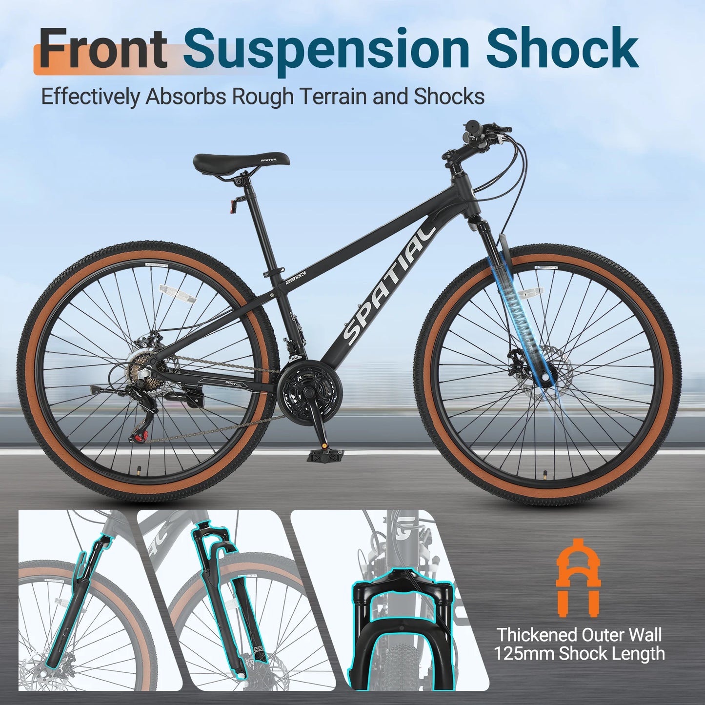 Spatial Mountain Bike 21 Speed Aluminum Frame Dual Disc Brakes