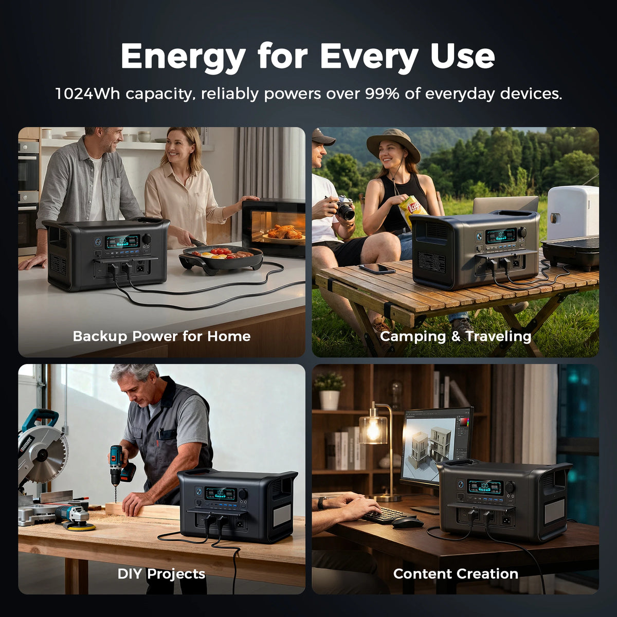 CTOLITY Portable Power Station With LiFePO4 Solar Panel Kit