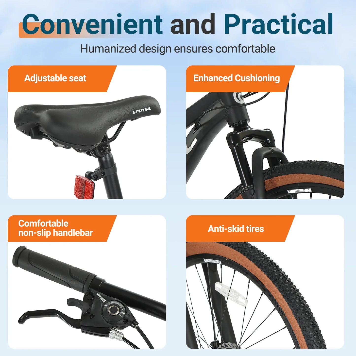 Spatial Mountain Bike 21 Speed Aluminum Frame Dual Disc Brakes