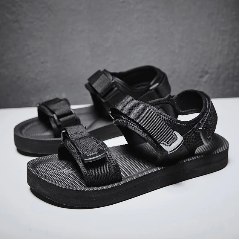 Sanzoog Adjustable Velcro Sandals For Wide Feet Men Double Buckle