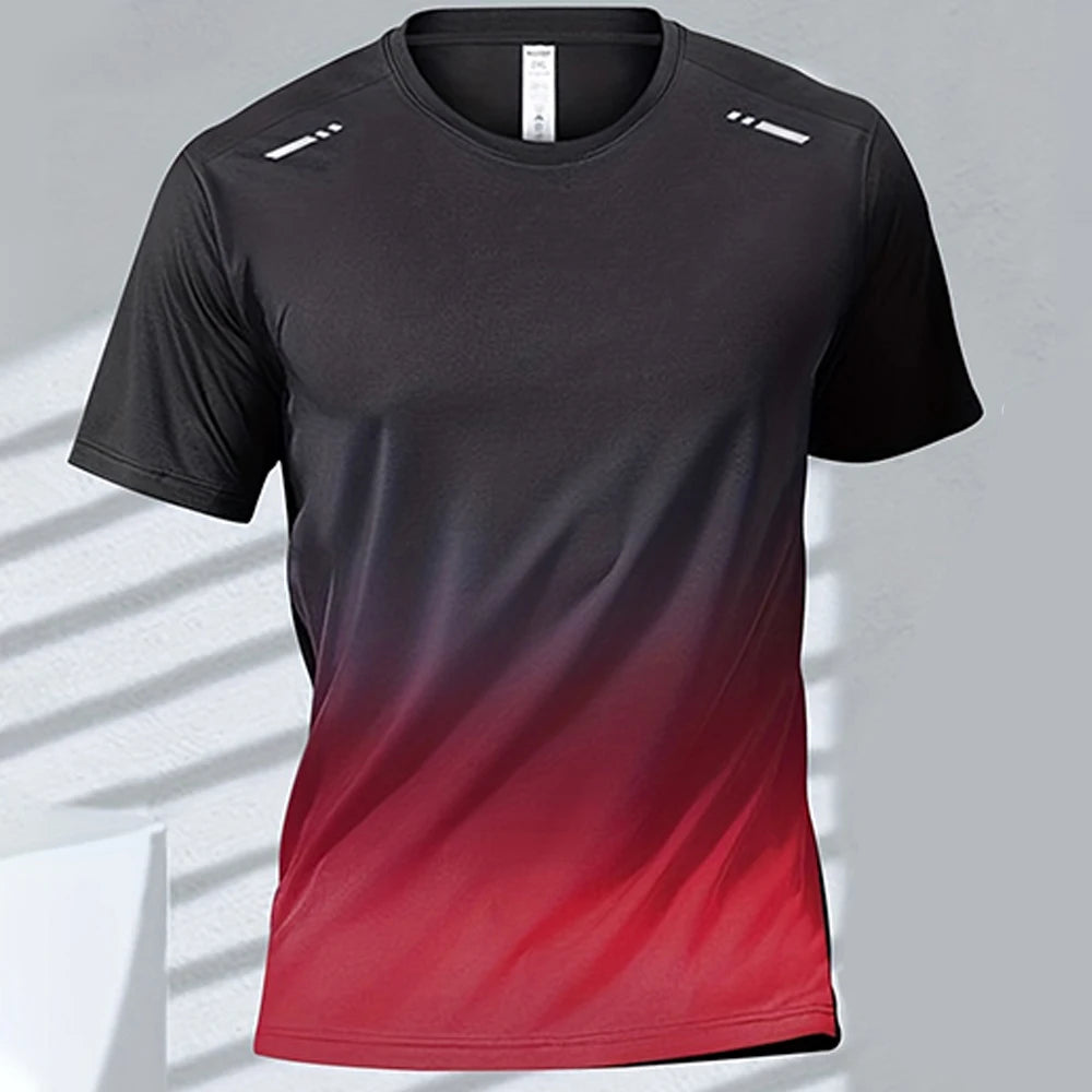 Men Quick Dry Gradient Short Sleeve Sports T Shirt