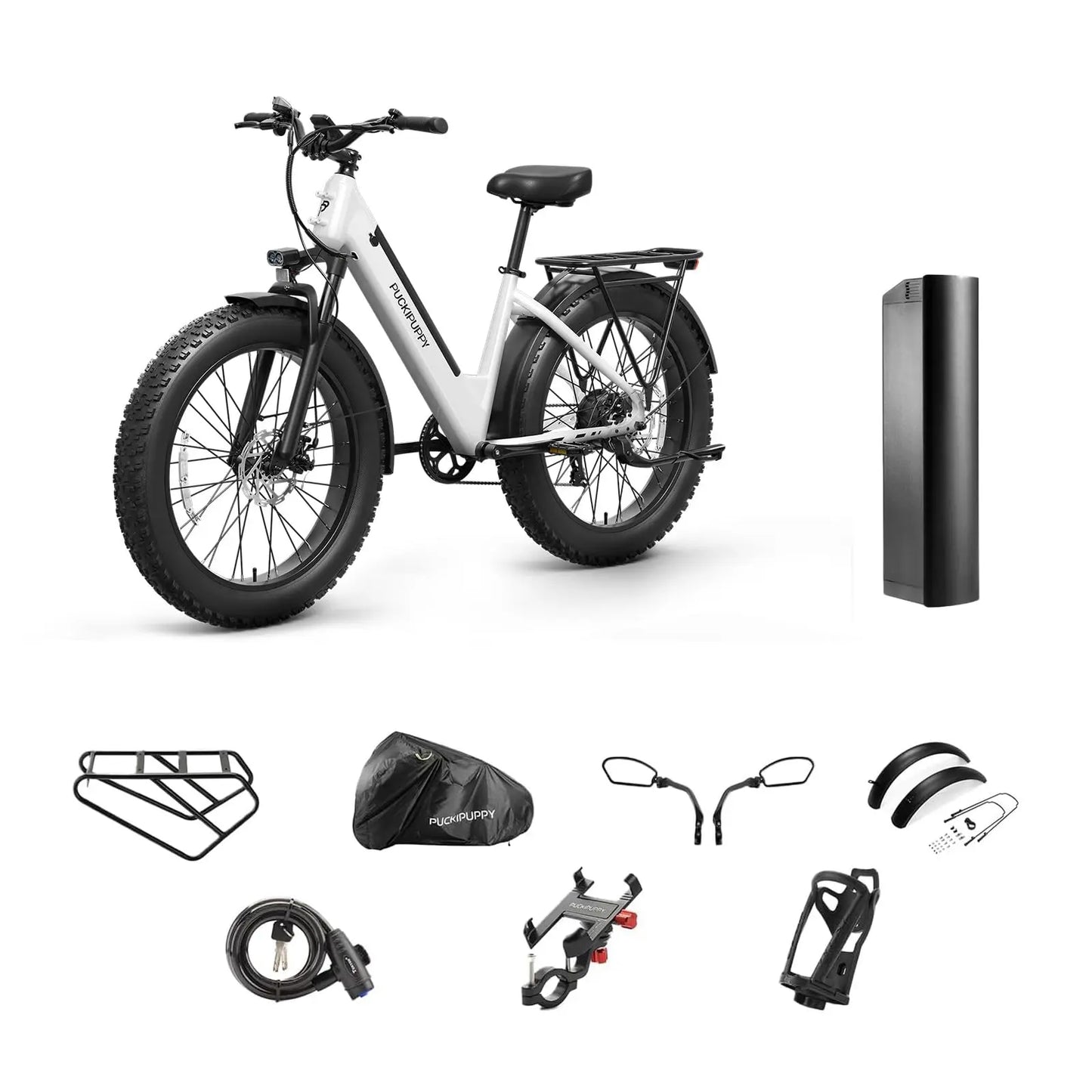 PUCKIPUPPY Samoyed Electric Bike 960W Peak 28MPH Commuter