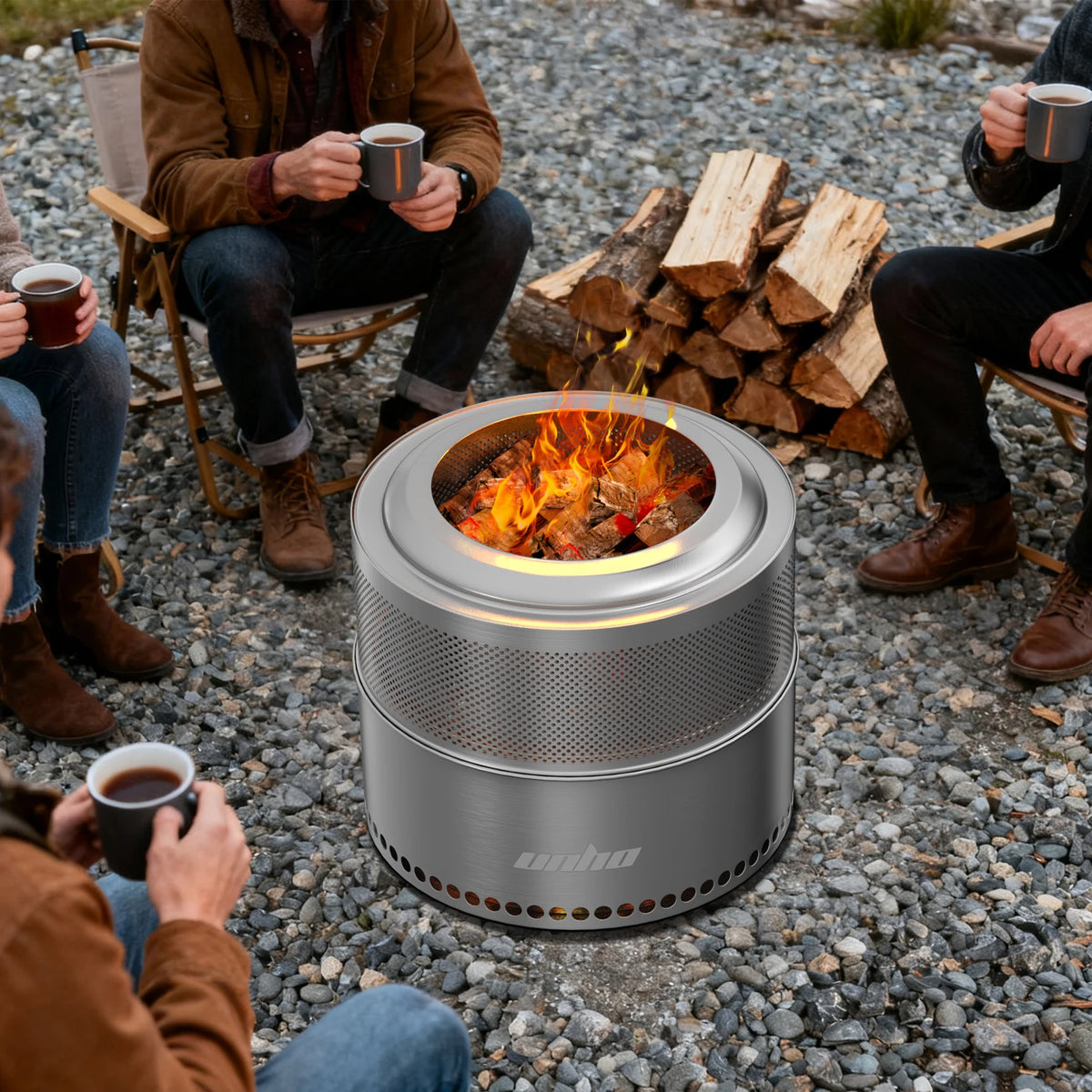 Portable Stainless Steel Smokeless Wood Burning Fire Pit for Camping