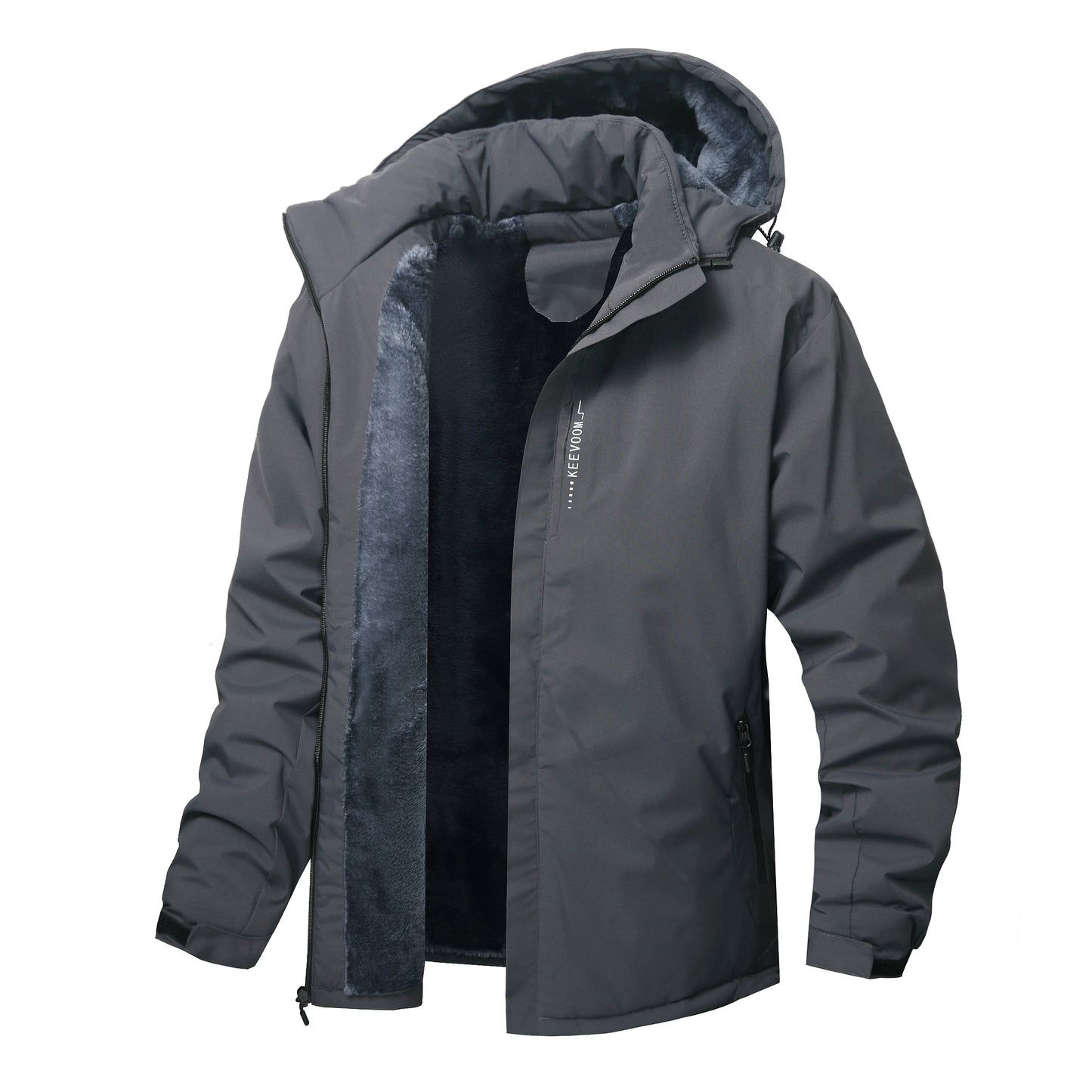 Men's Winter Fleece-lined Warm Windbreaker, Waterproof and Windproof Winter Outdoor Hiking and Trekking Jacket
