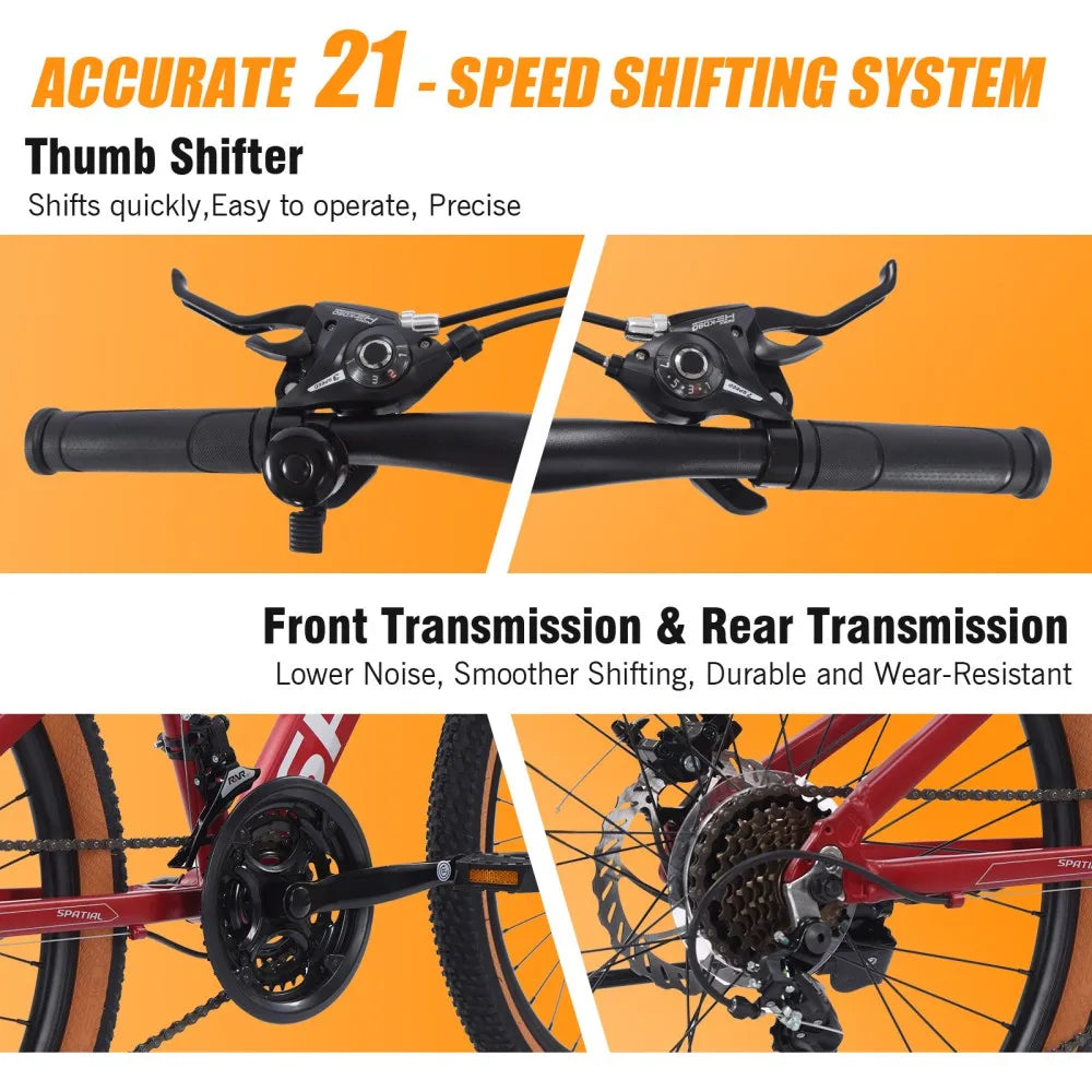Spatial Mountain Bike 21 Speed Aluminum Frame With Disc Brakes