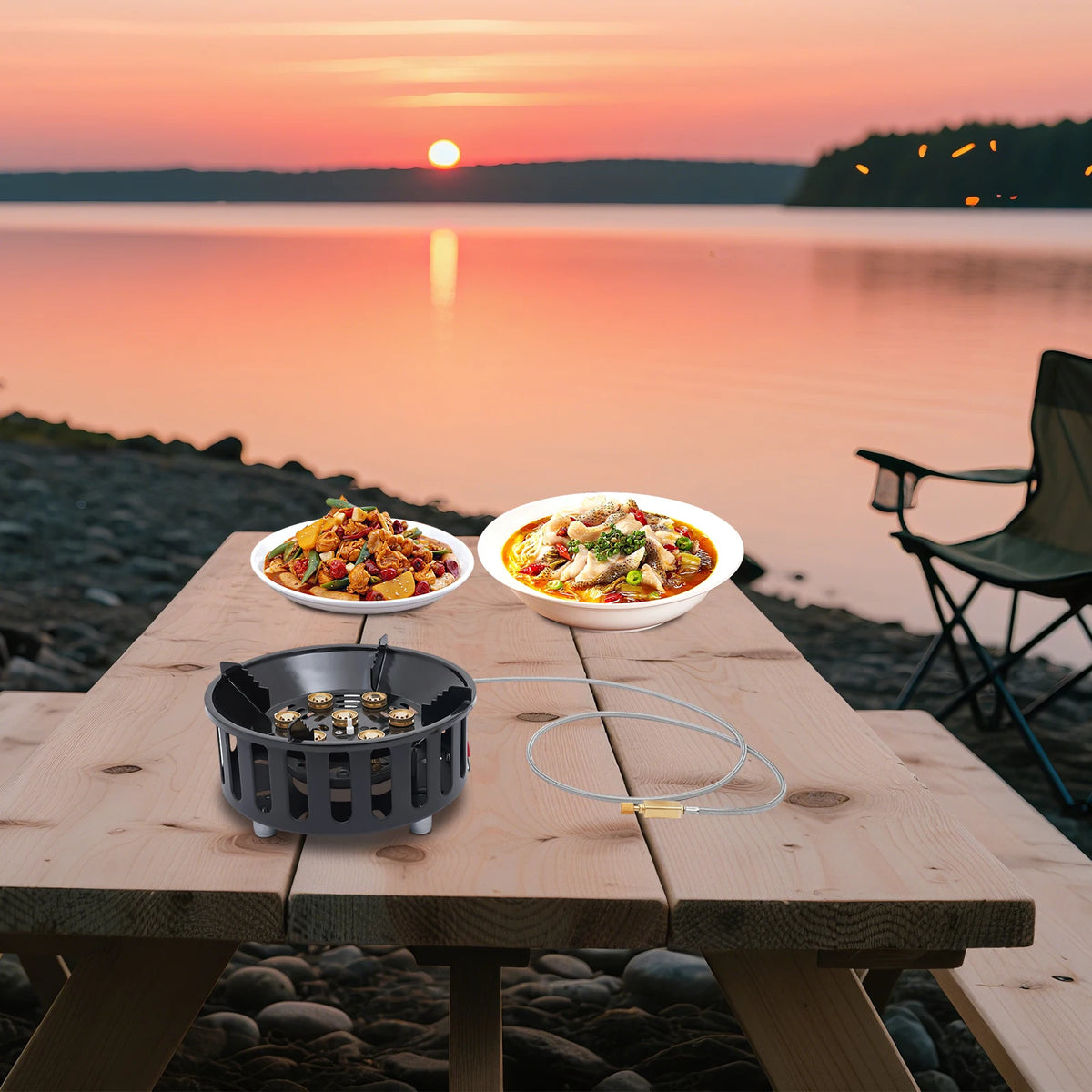 21000W Portable Butane Propane Camping Stove With Dual Gas Adapters
