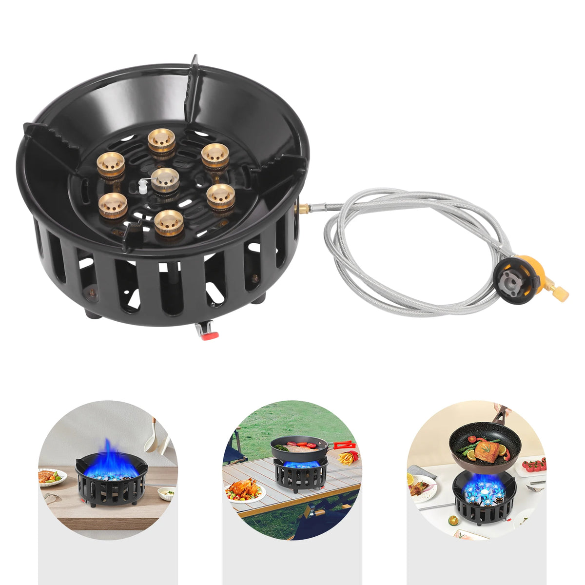 21000W Portable Butane Propane Camping Stove With Dual Gas Adapters