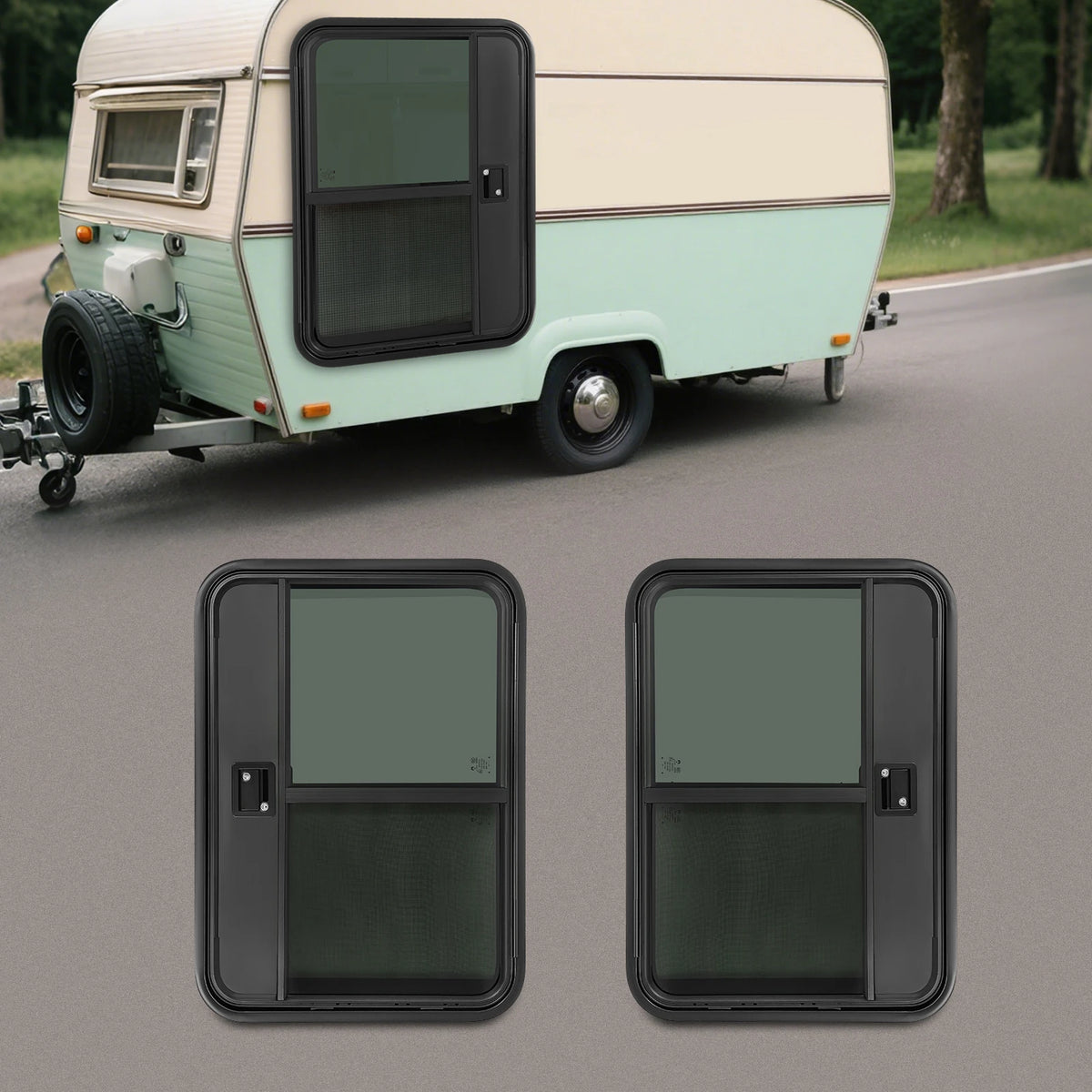 RV Camper Teardrop Trailer Aluminum Entry Door With Tempered Glass
