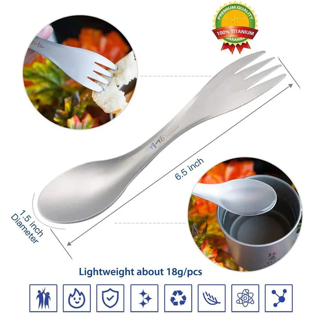 Titanium Spork 2 In 1 Utensil Ultralight Camping Flatware