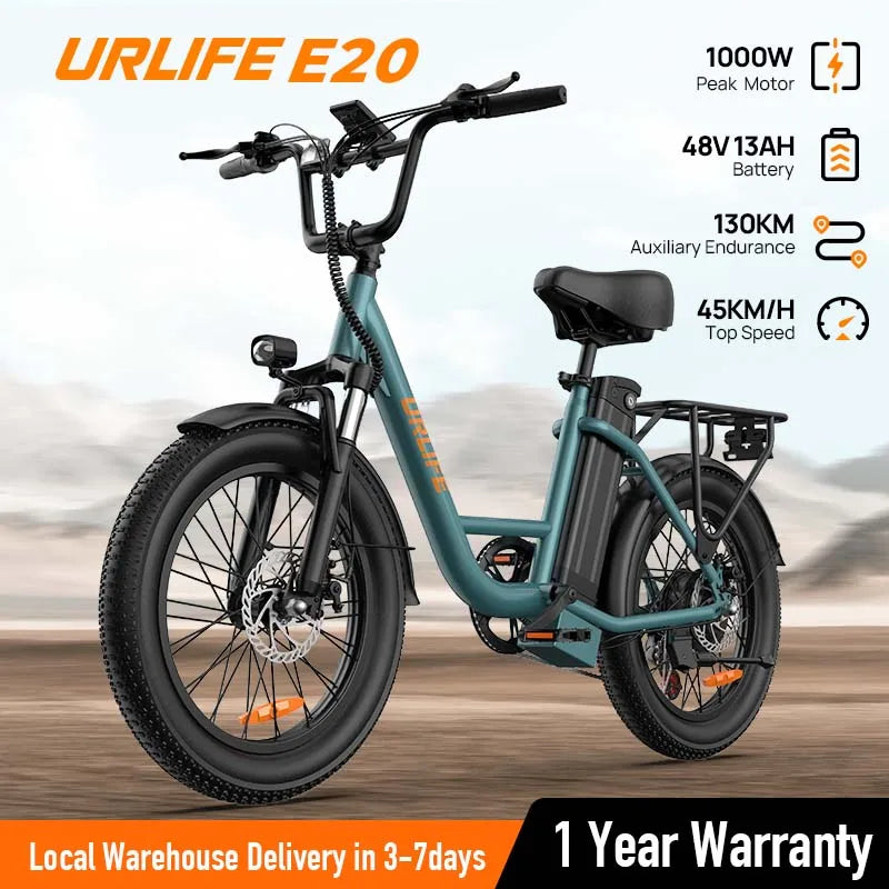 URLIFE 1000W E20 Electric Bike With Removable 48V 13Ah Battery