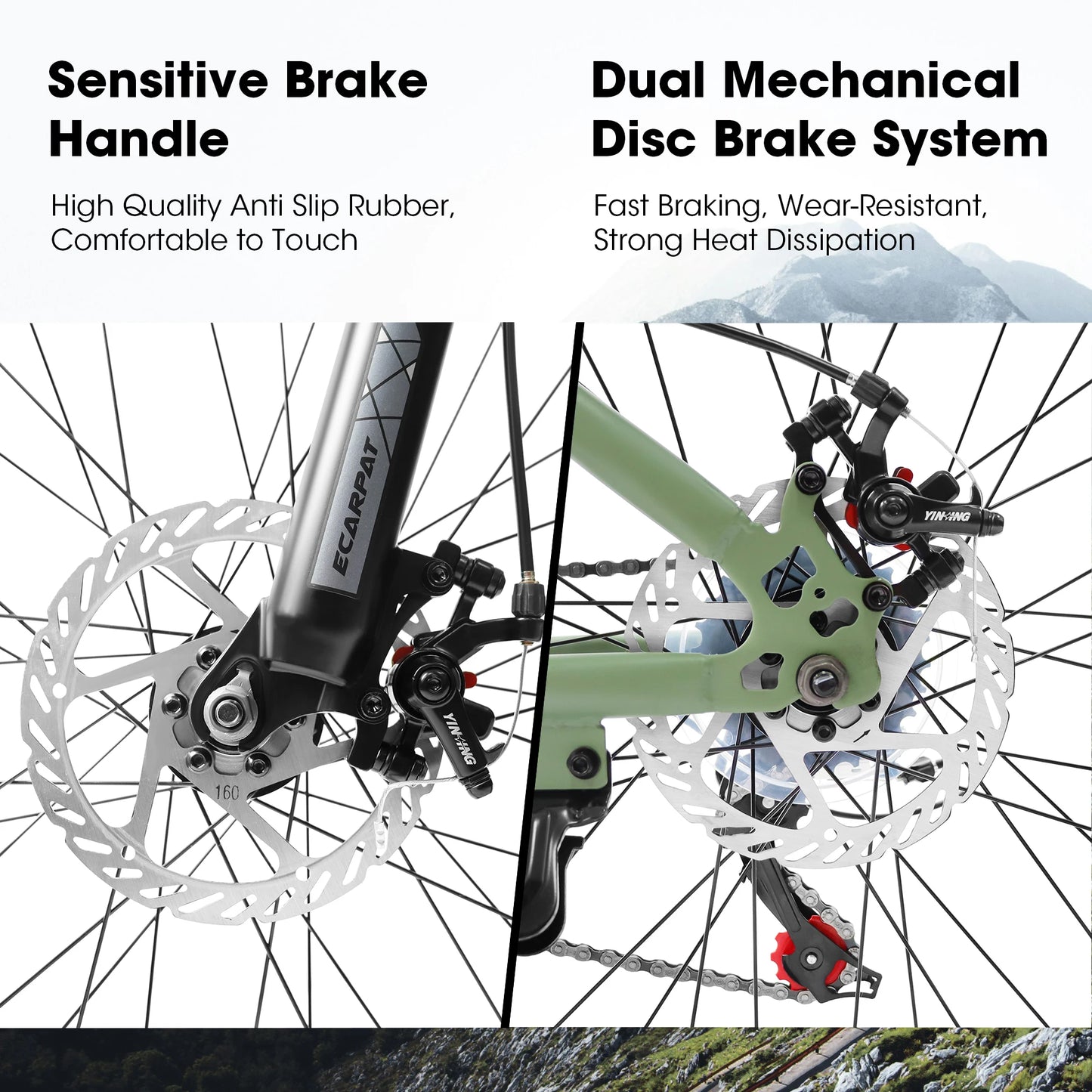 Ecarpat Mountain Bike 21 Speed Steel Frame Disc Brakes