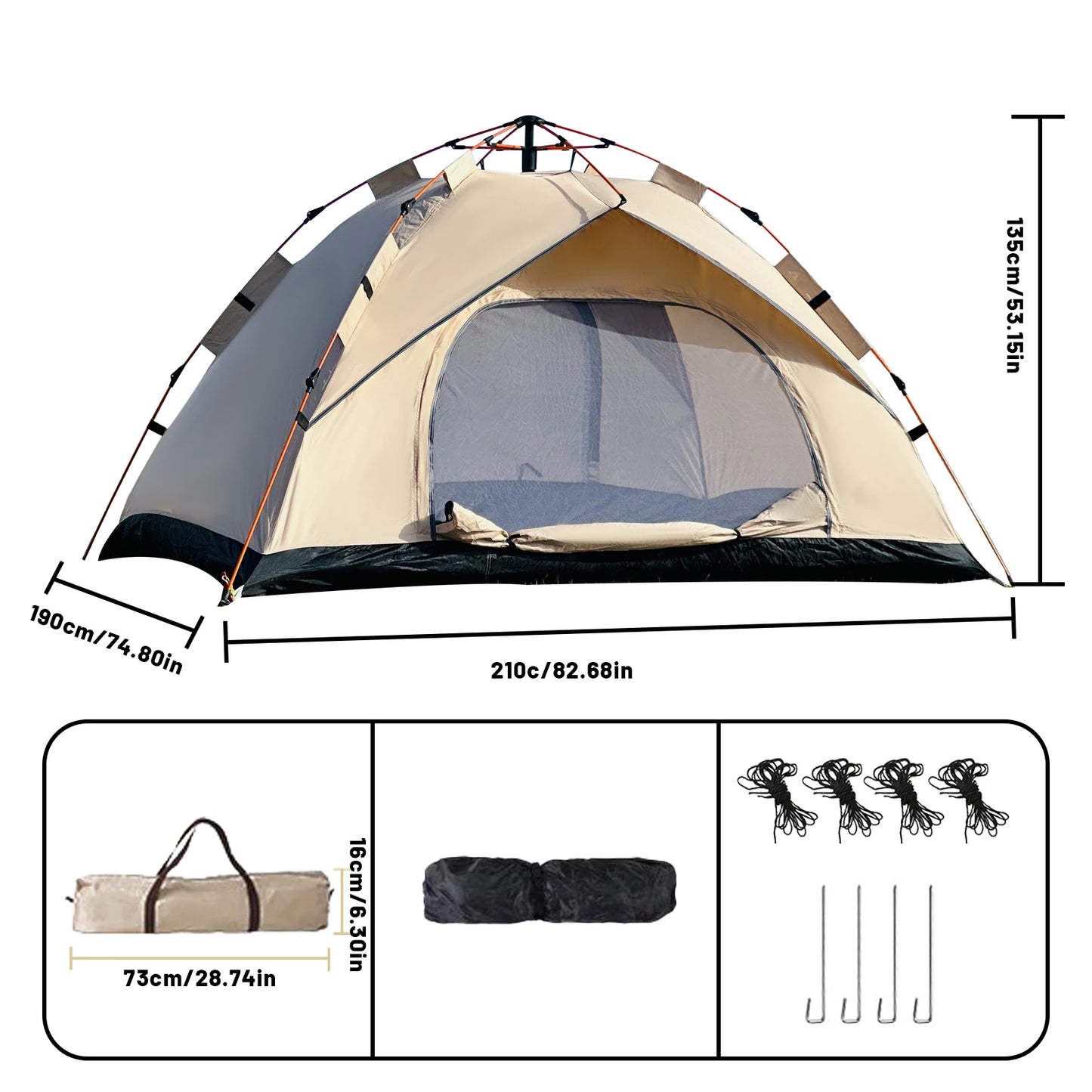 Pakicetus Windproof Camping Tent Quick Setup Lightweight Shelter