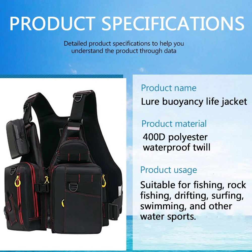 NONECN Multi Functional Life Jacket Vest For Outdoor Fishing Safety