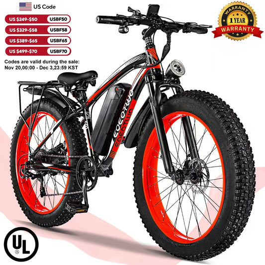 EOEOTWO E01 Electric Bike Fat Tire Mountain 1500W Peak Motor