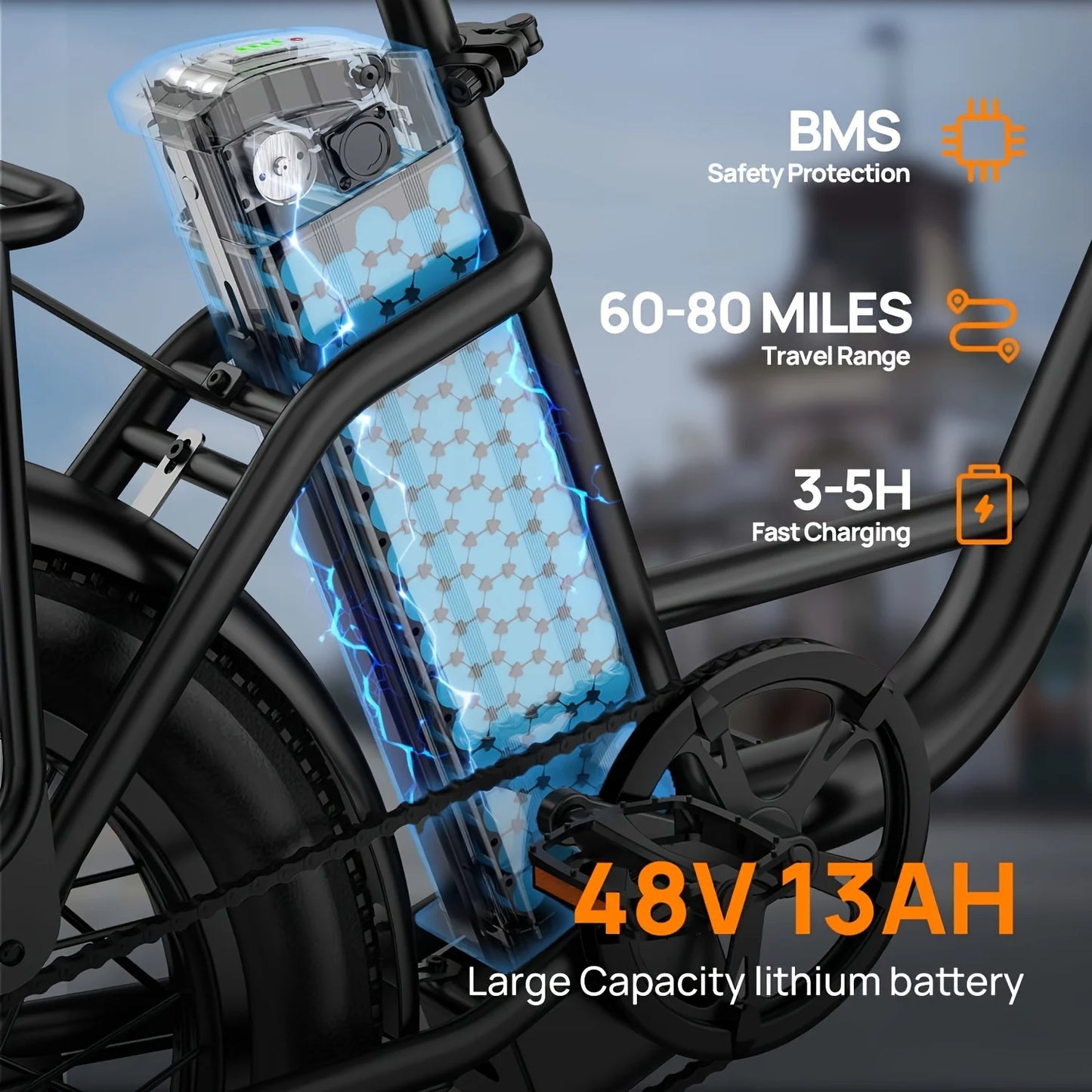 URLIFE 1000W E20 Electric Bike With Removable 48V 13Ah Battery