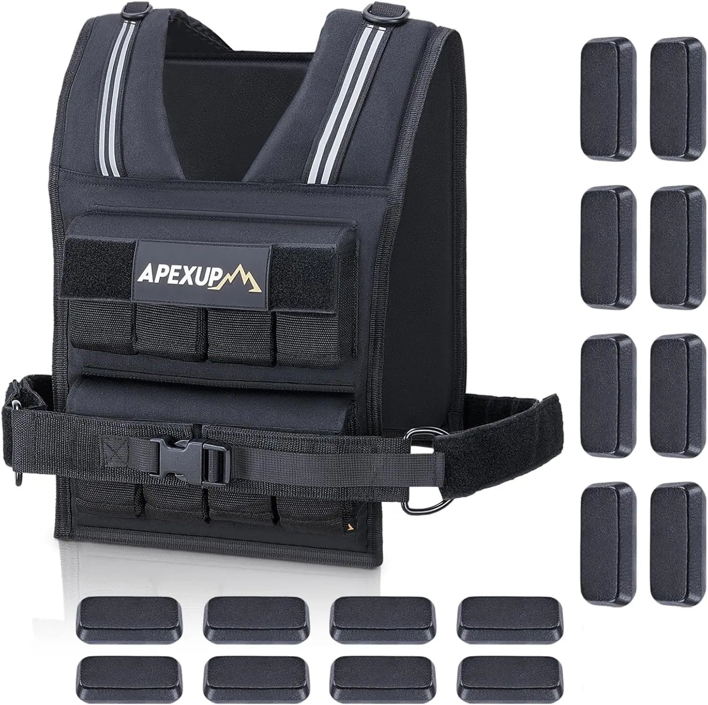 Adjustable Weighted Vest With Reflective Stripe 20 30 40 Lbs