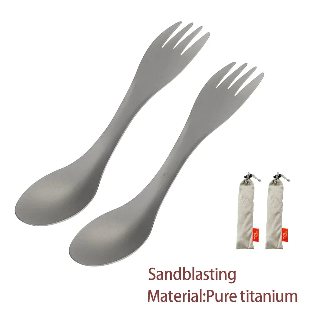 Titanium Spork 2 In 1 Utensil Ultralight Camping Flatware