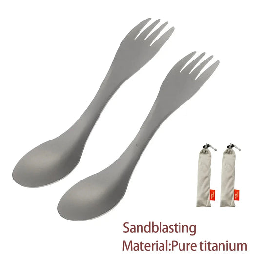 Titanium Spork 2 In 1 Utensil Ultralight Camping Flatware