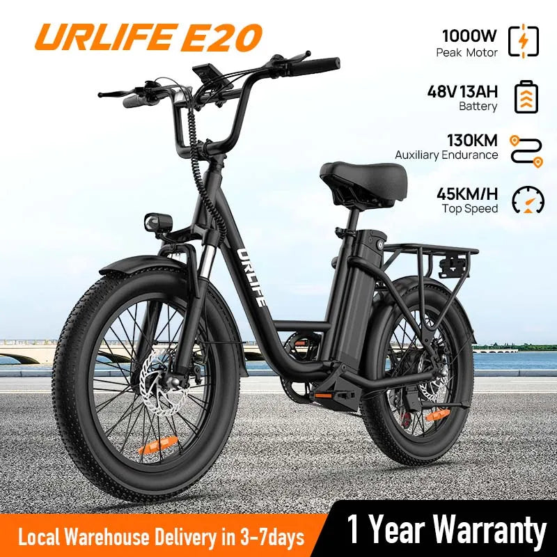URLIFE 1000W E20 Electric Bike With Removable 48V 13Ah Battery