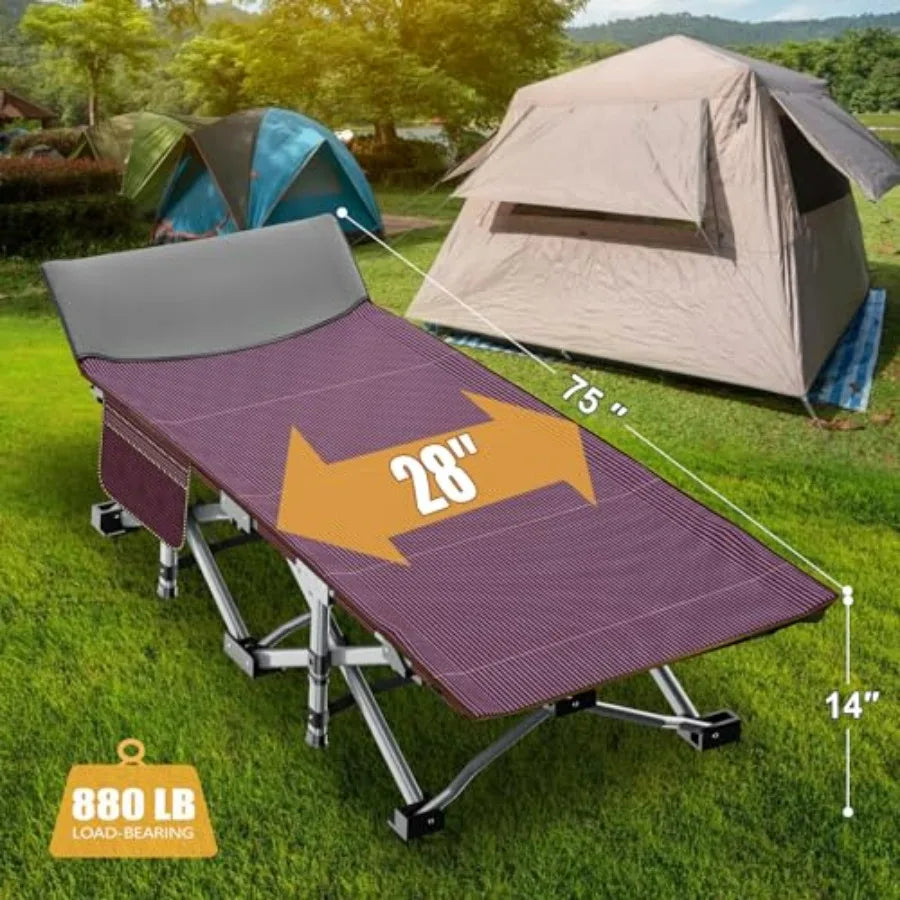 Heavy Duty Oxford Camping Cot With Carry Bag For Adults
