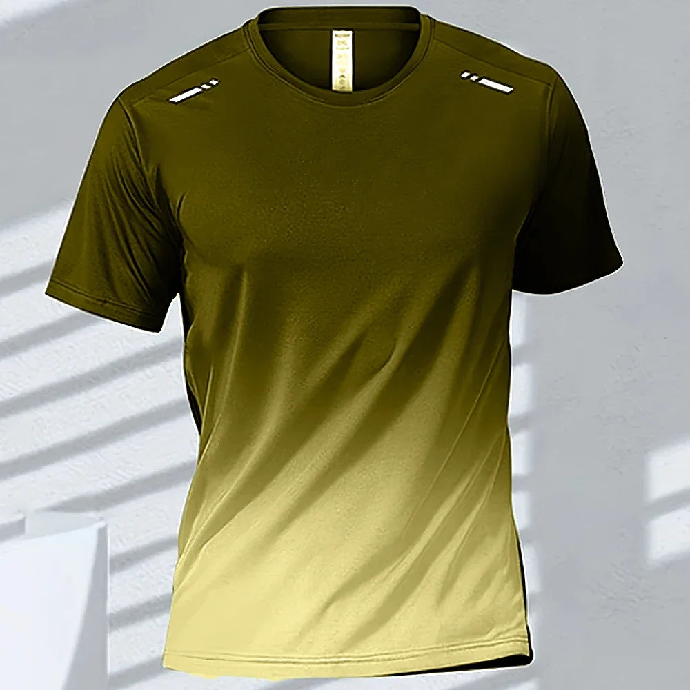 Men Quick Dry Gradient Short Sleeve Sports T Shirt