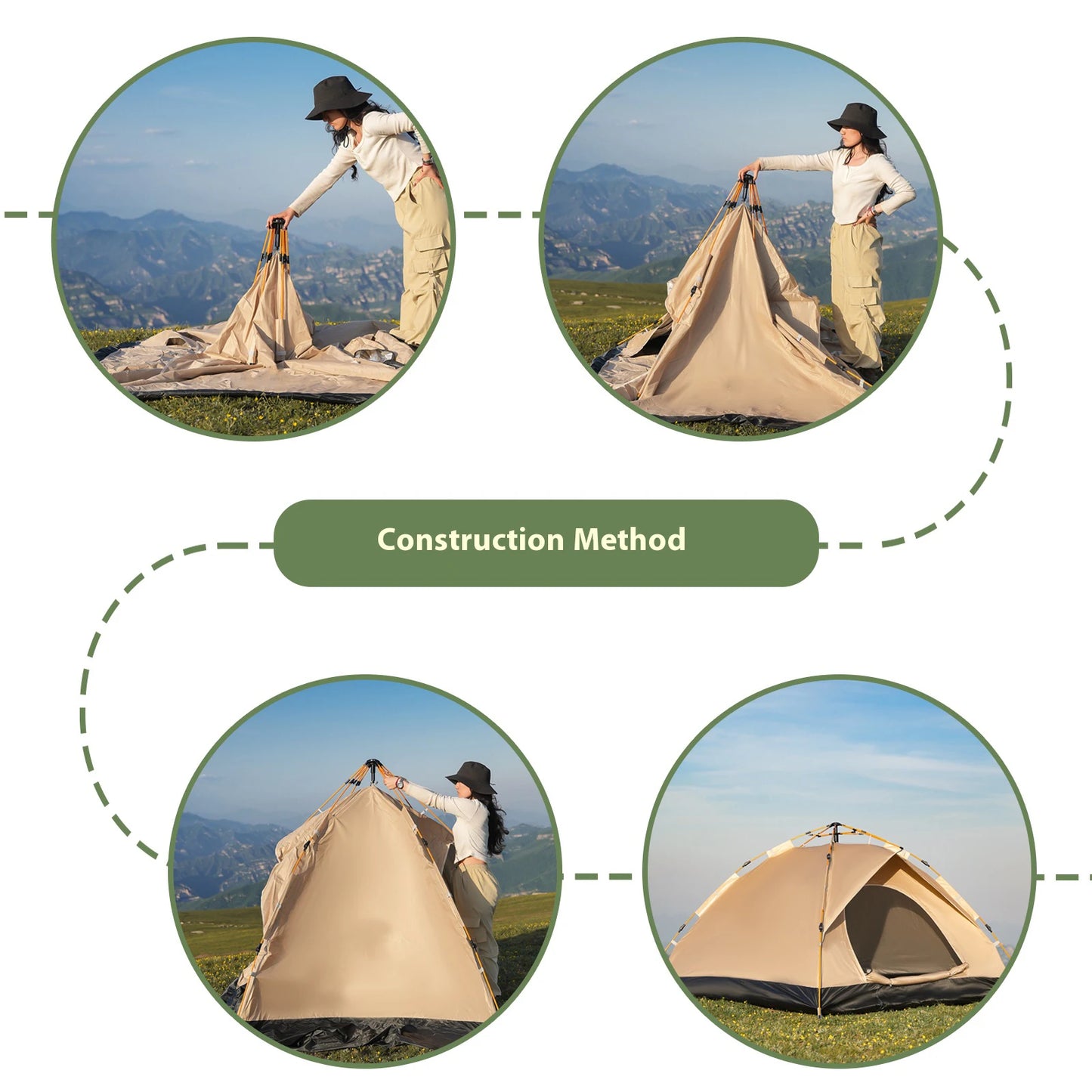 Pakicetus Windproof Camping Tent Quick Setup Lightweight Shelter