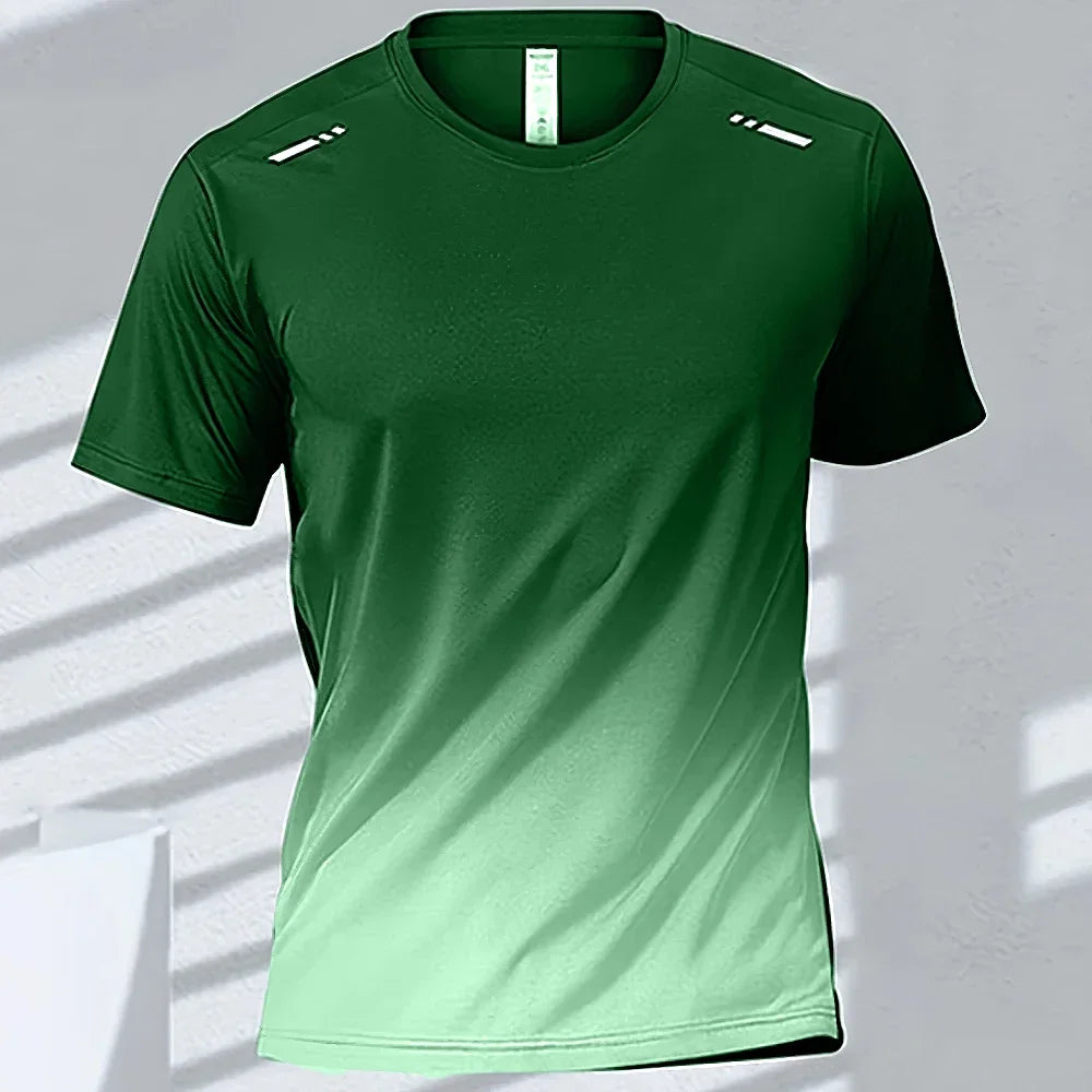 Men Quick Dry Gradient Short Sleeve Sports T Shirt