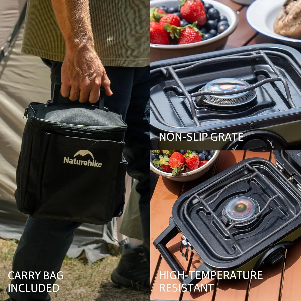 Naturehike Portable Two Burner Propane Camping Stove With Carry Bag