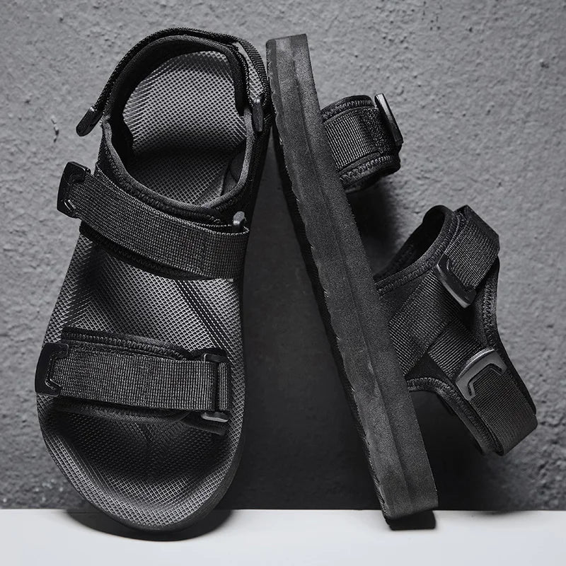 Sanzoog Adjustable Velcro Sandals For Wide Feet Men Double Buckle