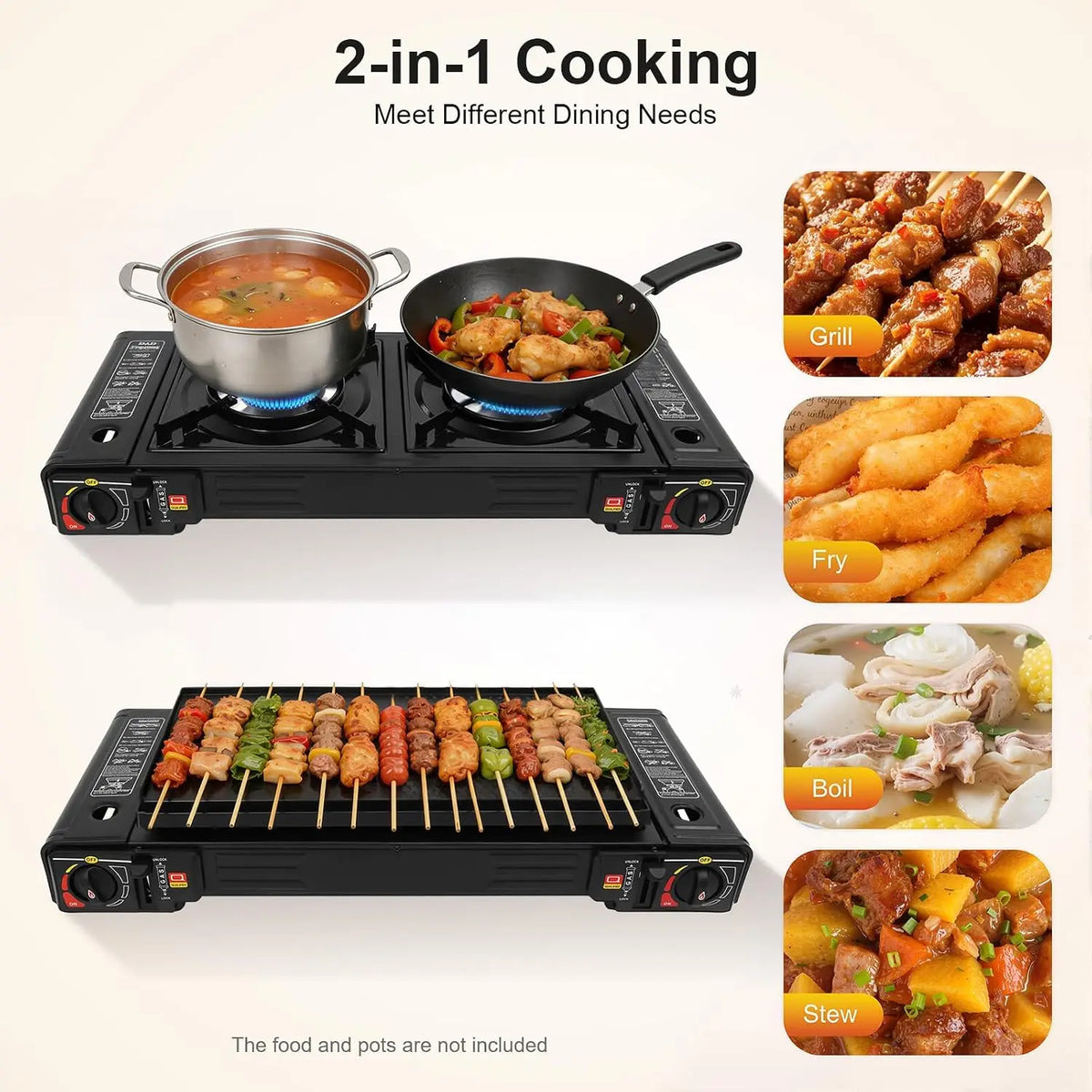 Portable Dual Burner Camping Gas Stove With Piezo Ignition