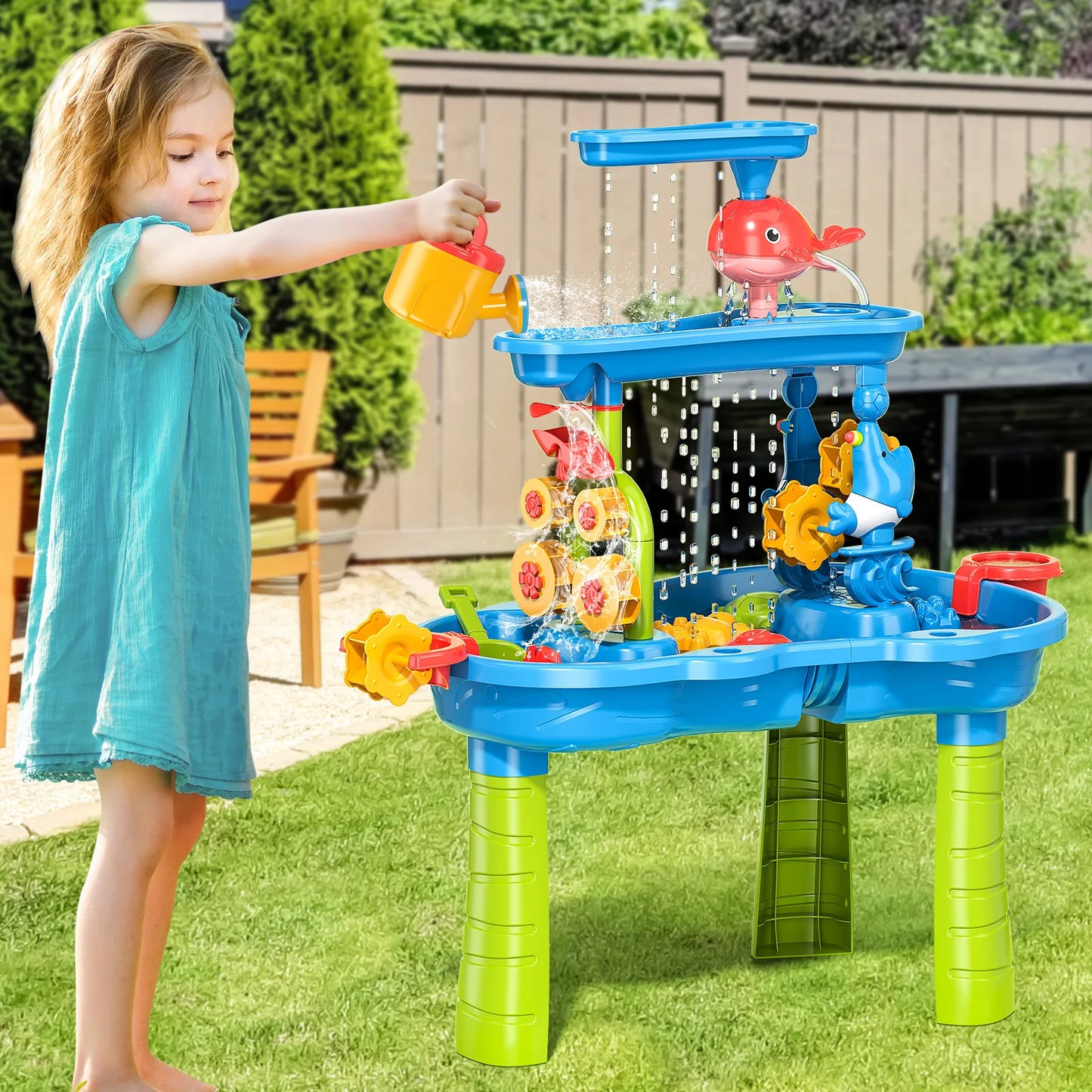 Sand and water table children's beach fun diy outdoor sand table toy set for 3-5 year old boys and girls