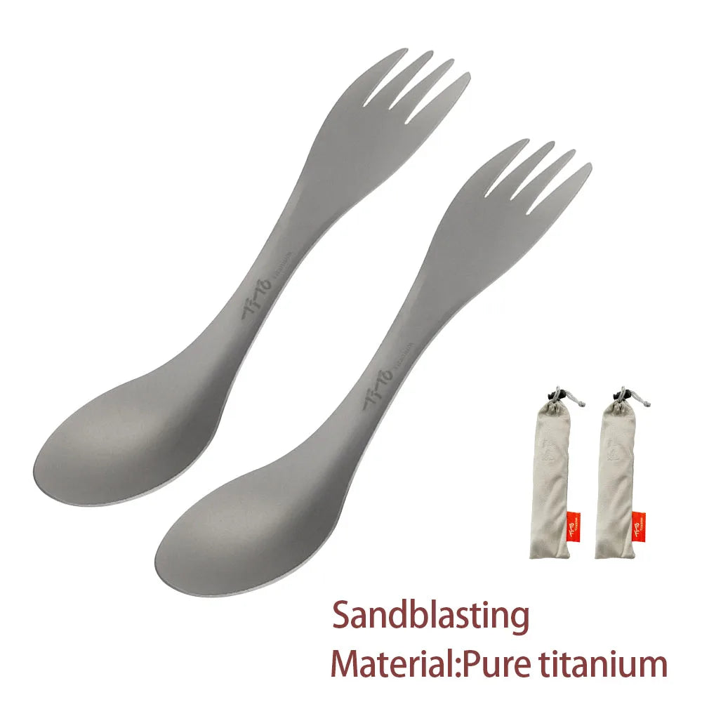 Titanium Spork 2 In 1 Utensil Ultralight Camping Flatware