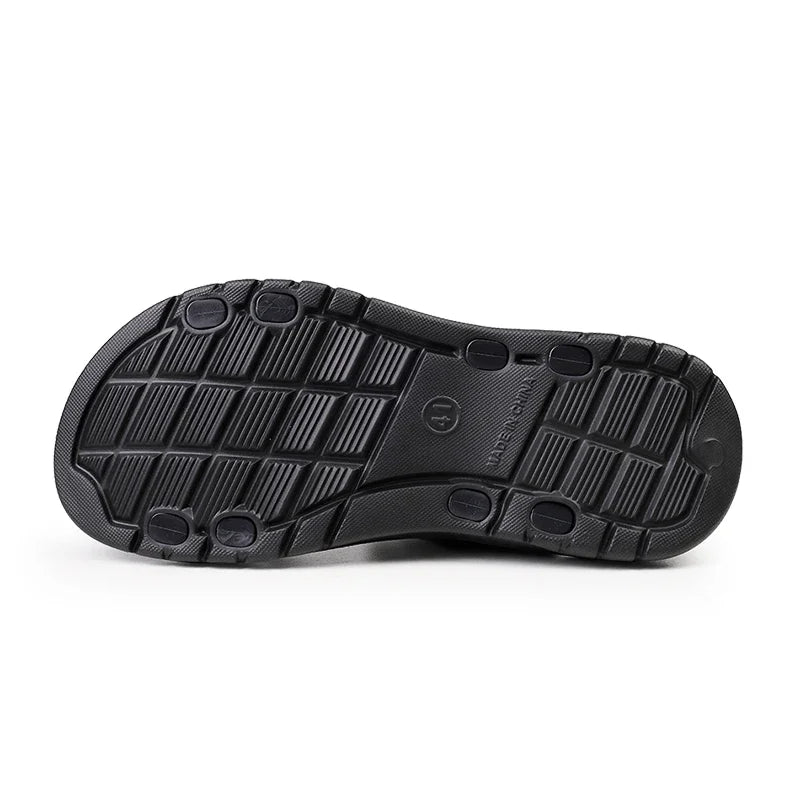 YUYIN Men PU Leather Sandals Non Slip Breathable Outdoor Slippers
