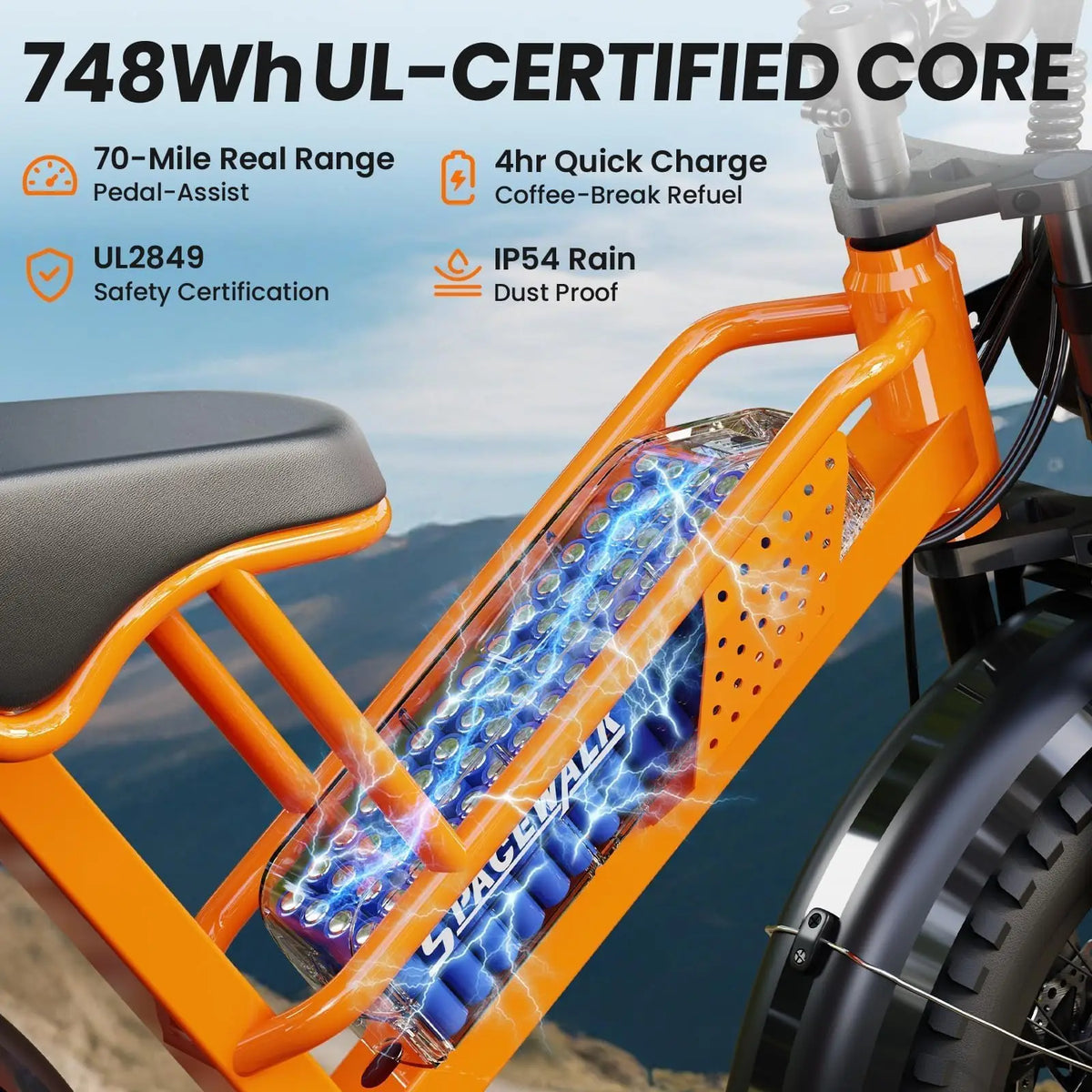 Spacewalk 2000W M7 Electric Bike for Adults,33MPH 70Miles,48V 15.6Ah Electric Dirt Bike,20" Fat Tire,7-Speed All Terrain EBike