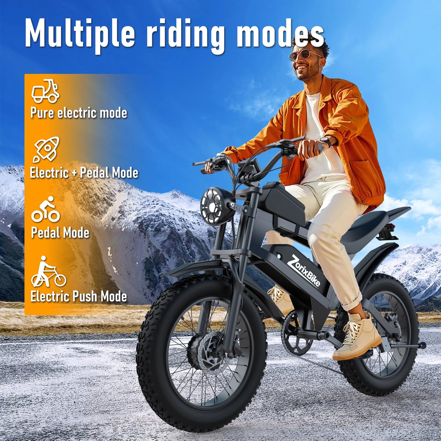 ZorixBike R8 Pro Electric Off Road Mountain Bike for Adults