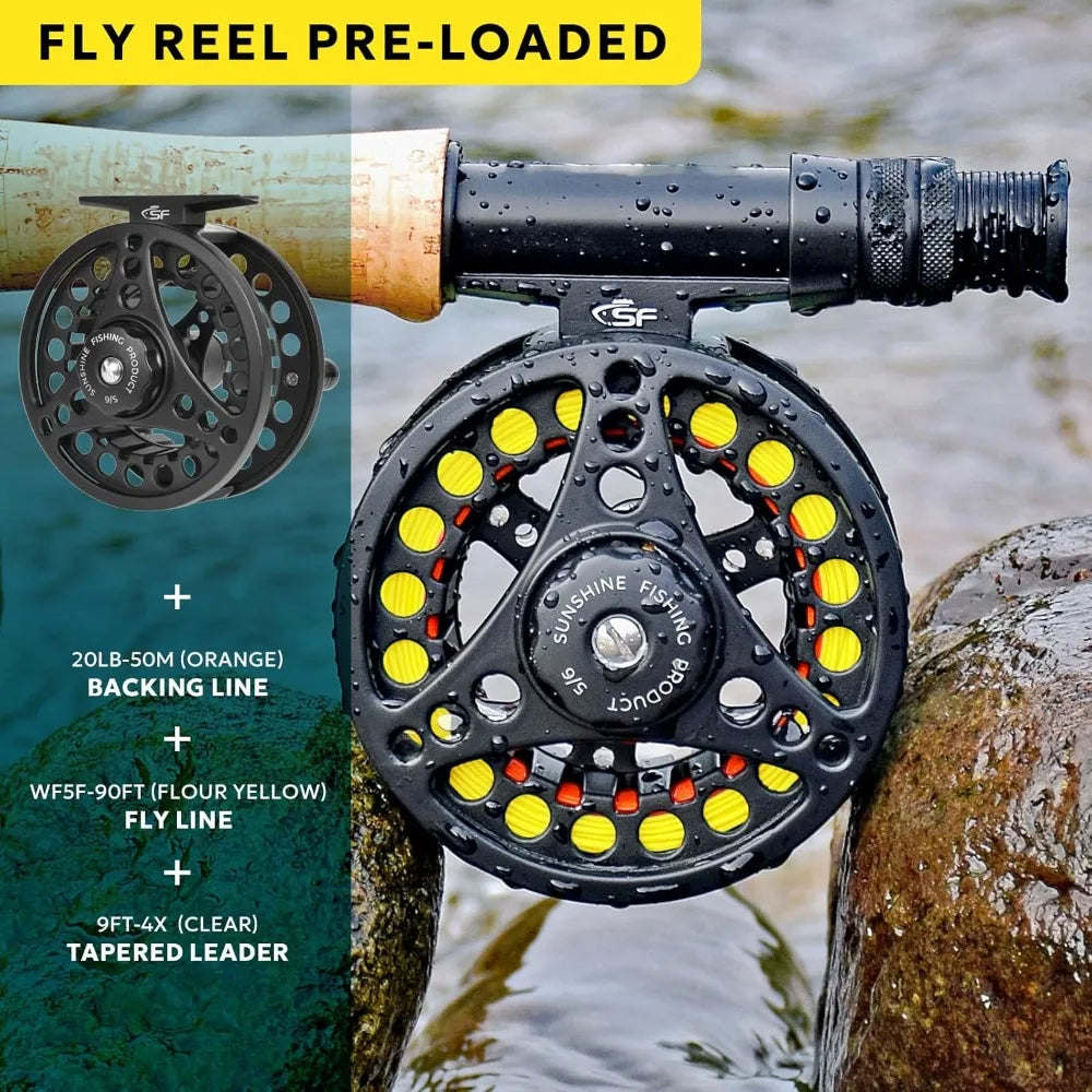5wt 9ft Fly Fishing Rod Combo with Reel, Case, Flies & Tools for Trout Travel