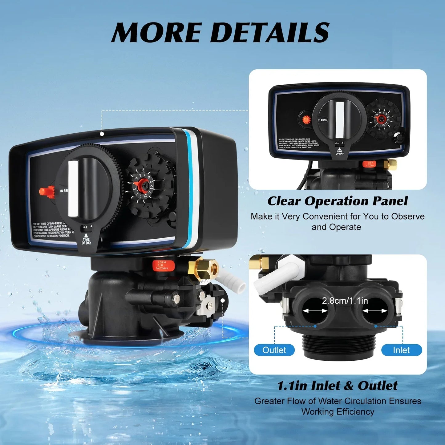 110V 3W Water Purifier Time Control Valve, Automatic Time Clock Control Water Softening Valve for Water Filter Softener Resin